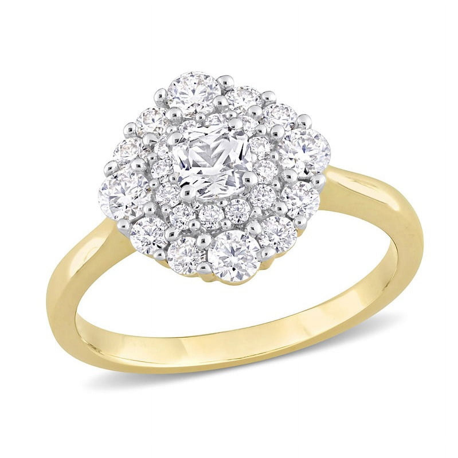 1.20 carat bague solitaire de type auréole en or jaune avec diamants de laboratoire ronds - VALQUÈRE
