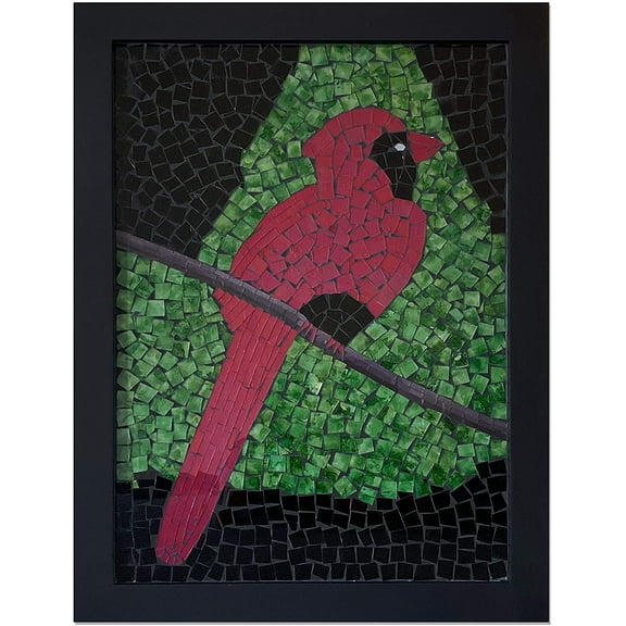 Home Décor Glass Mosaic Decorative Wall Art for Living Room, Bedroom, Office | Large Framed Artwork Bird Tree|32x24