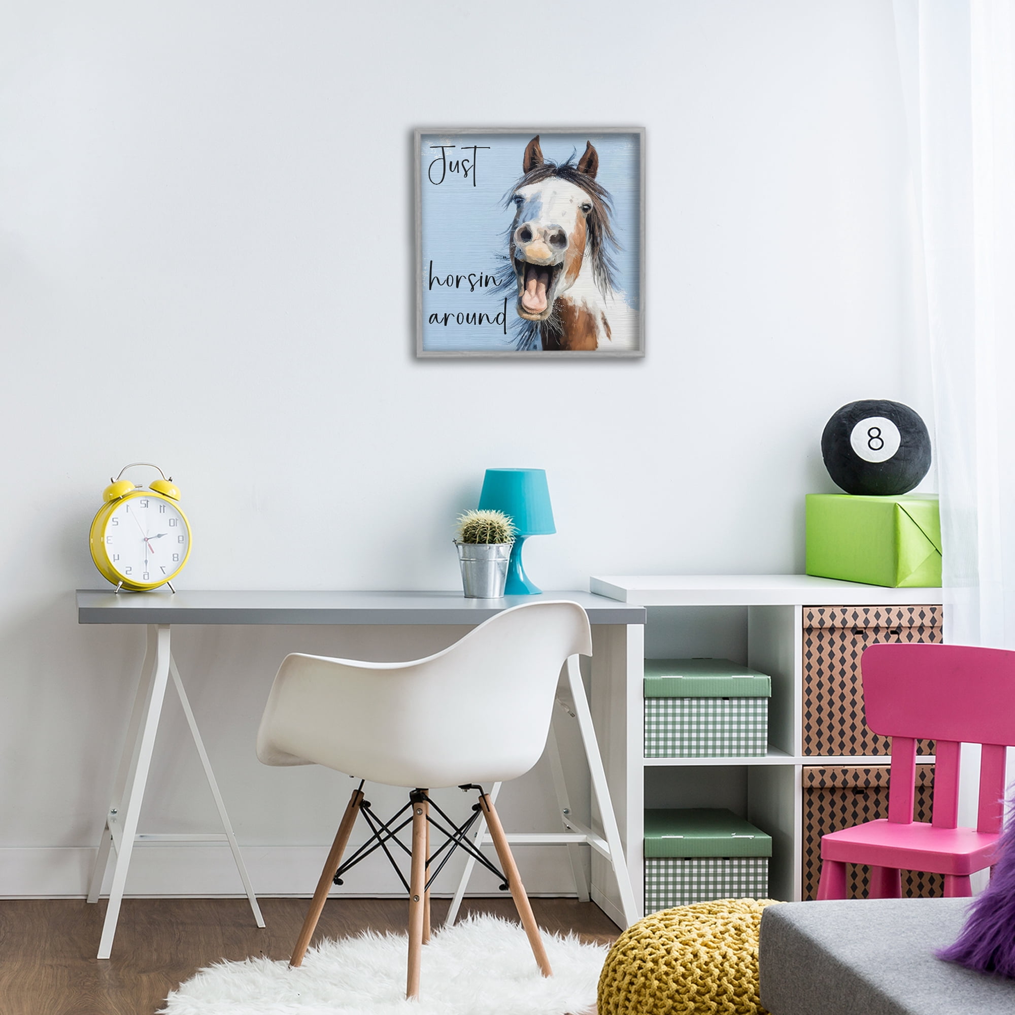 Stupell Industries Just Horsin' Around Gray Framed Giclee Art, design by Kim Curinga