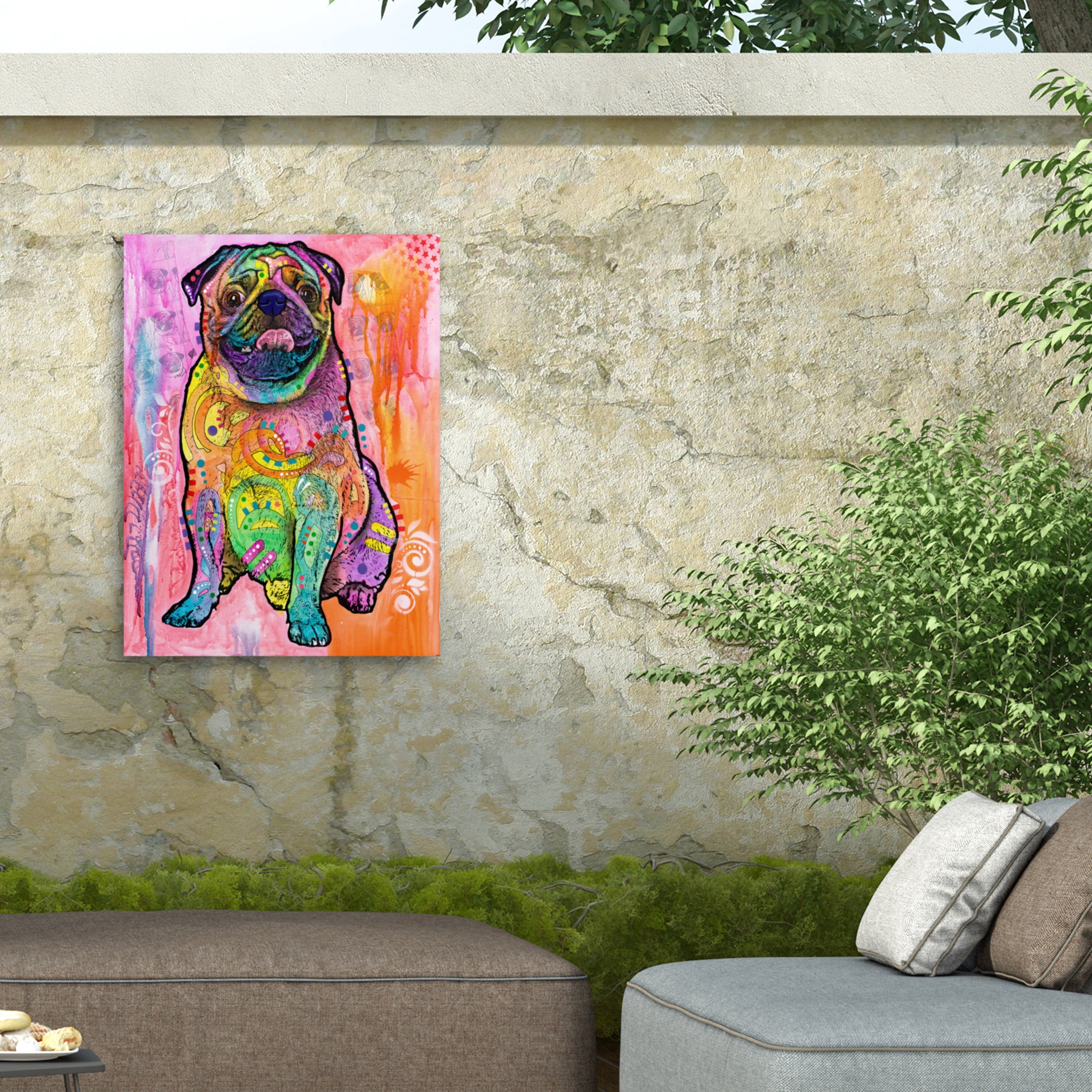 Dean Russo 'Pugs & Kisses' Outdoor Canvas 19x14
