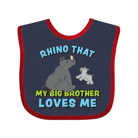 

Inktastic Rhino That My Big Brother Loves Me with Cute Rhinos Gift Baby Boy or Baby Girl Bib