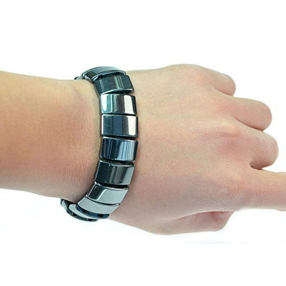 Black Hematite Gemstone Bracelet - Hematite bracelet- Beautiful, Stretchable, Men, Women, Stylish Wrist Jewelry, Rectangle Shape