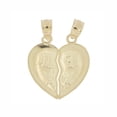 thumbnail image 3 of 14k Yellow Gold, Small Size Couple Sharing Split Heart Pendant Love Charm Te Amo 16mm with 20" Dainty Neck Chain, 3 of 9