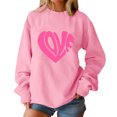 thumbnail image 2 of Crewneck Sweatshirts Valentines Day Tops Womens Long Sleeve Love Heart Printed Loose Pullover Fall Spring Clothes (S, Pink), 2 of 7