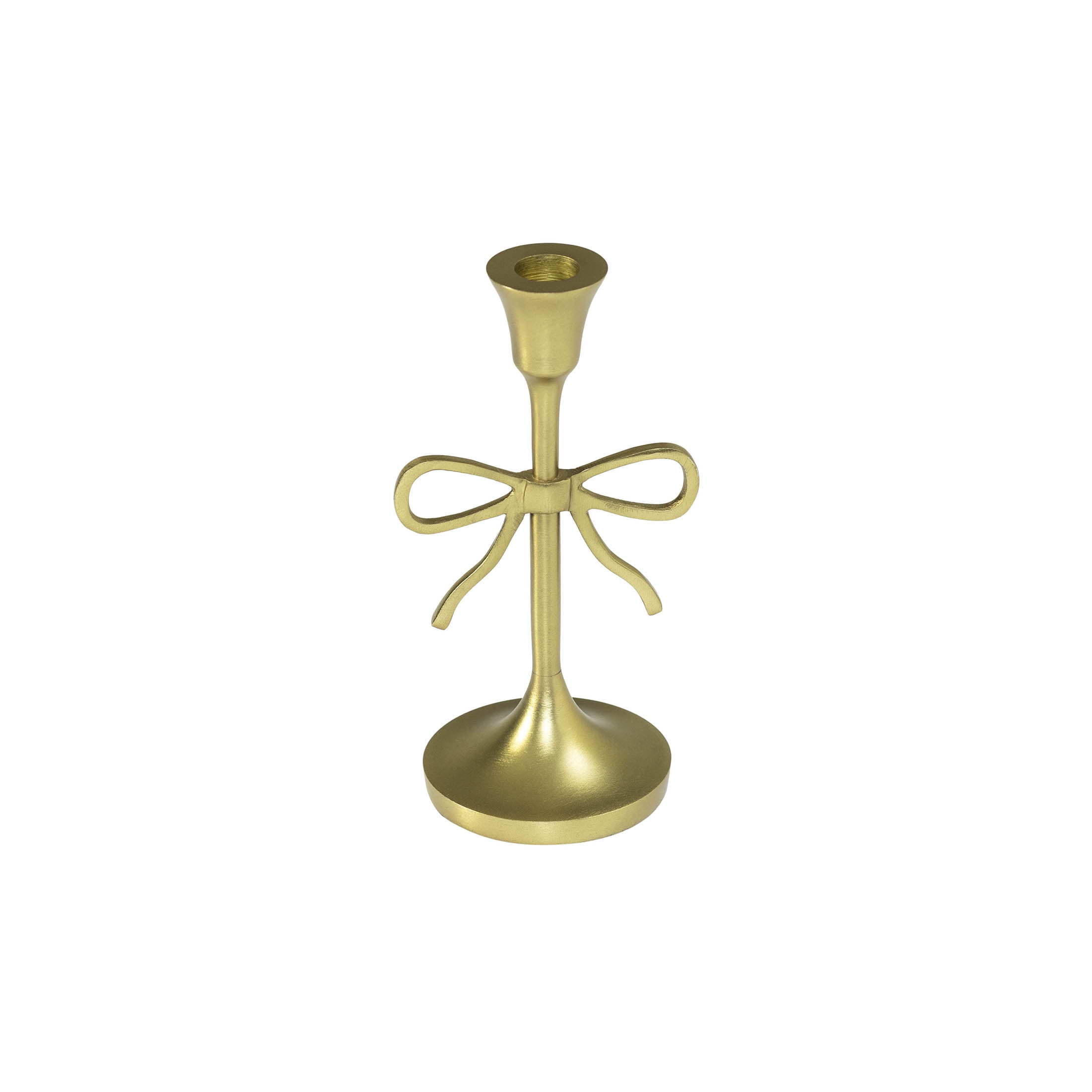 My Texas House Bow Taper Candle Holder, 8 in, Gold