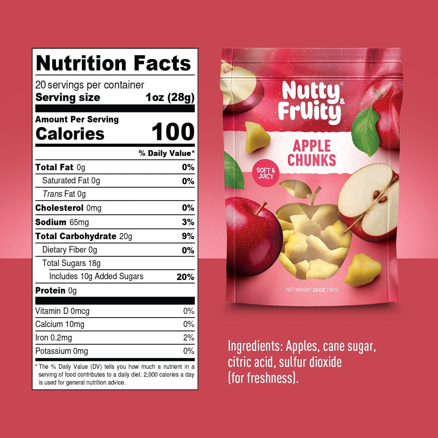 2 PACK | Nutty and Fruity Apple Wedges, 20 oz.