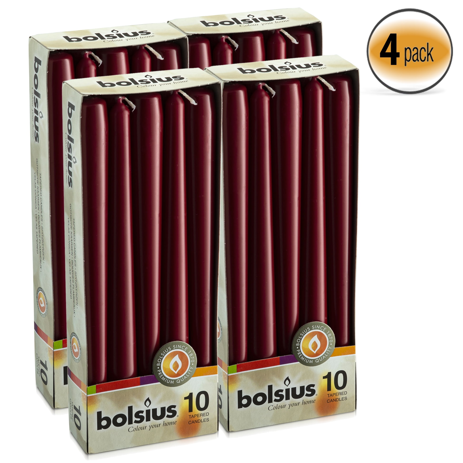 245x24 mm Bolsius WINE RED Taper Party Wedding Candles 10 Pack Aprox 10 inch