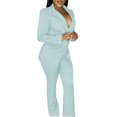 thumbnail image 2 of Seyurigaoka 2Pcs Women Office Slim Fit Suit, Plus Size Solid Color Blazer + Work Pants Set, 2 of 8