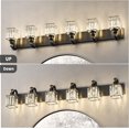 thumbnail image 4 of 6-Light Modern Crystal Bathroom Vanity Lights Black Bathroom Light Fixtures Crystal Vanity Shower Lights Over Mirror, Mirror Glass Crystal Bathroom Vanity Lighting Fixtures, 4 of 7