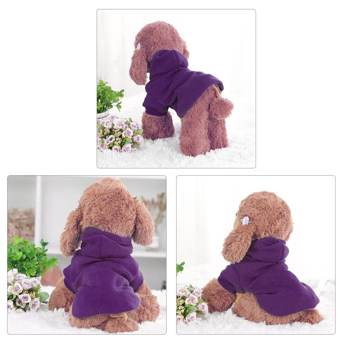 Unique Bargains Dog Hoodies Sweatshirt Dog Soft Jumper Warm Winter Coat M Purple
