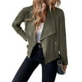 thumbnail image 1 of Chaquetas de Ante Sintético para Mujer, Ropa de Moda de Otoño, Larga, Frente Abierto, Abrigo Corto, Prenda Exterior Verde L, 1 of 10