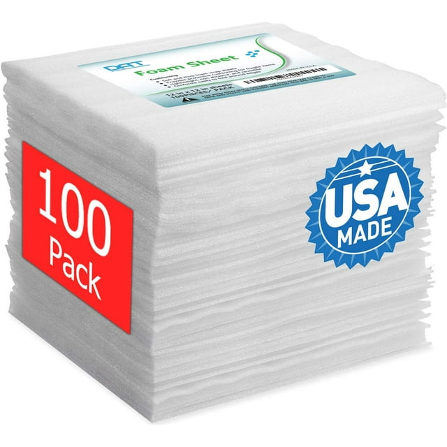 100 Pack Foam Sheets, DAT 12" x 12", 1/16" Thickness, Foam Wrap