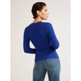 thumbnail image 3 of Sofia Jeans Women's Lace Crewneck Sweater with Long Sleeves, Lightweight, Sizes XS-XXL, 3 of 5