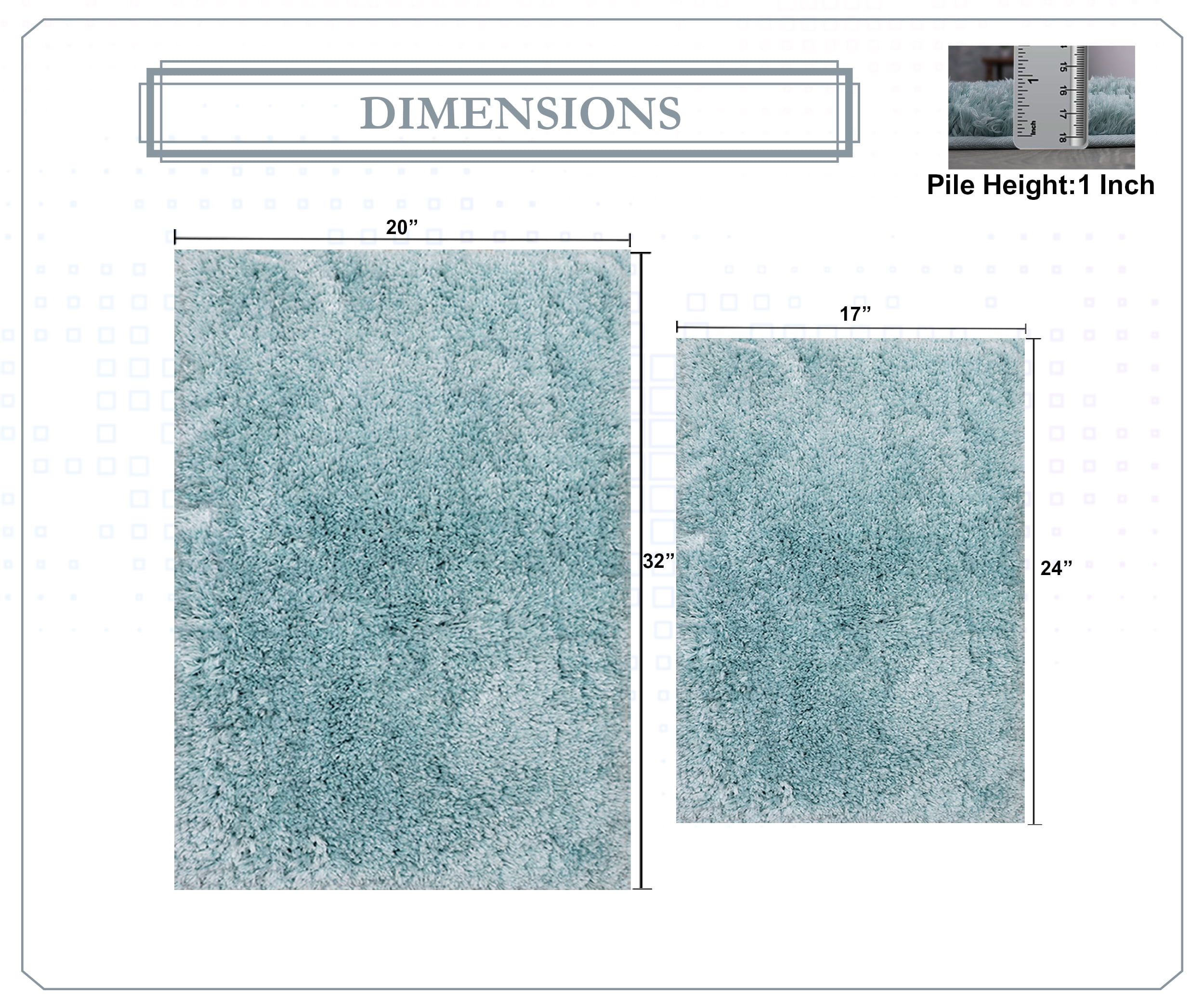 Elegance Bathroom Rugs Sets 2 Piece- Plush Bath Mat Set Quick-Dry Soft Microfiber Bathroom Mat with Rubber Backing, Absorbent Bathroom Rug Set, Washable Bath Rugs - Bath Mats 17x24 + 20x32 Turquoise