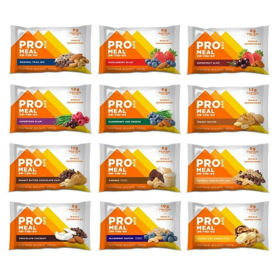 PROBAR - MEAL Bar, Variety Pack - Natural Energy, Non-GMO, Gluten-Free, Plant-Based Protein, 12 Count