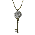 thumbnail image 1 of Ancient Egypt Pattern Art Outline Key Necklace Pendant Tray Embellished Chain, 1 of 3
