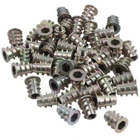 

M4x10mm hex in threaded nut 50 pieces for wood