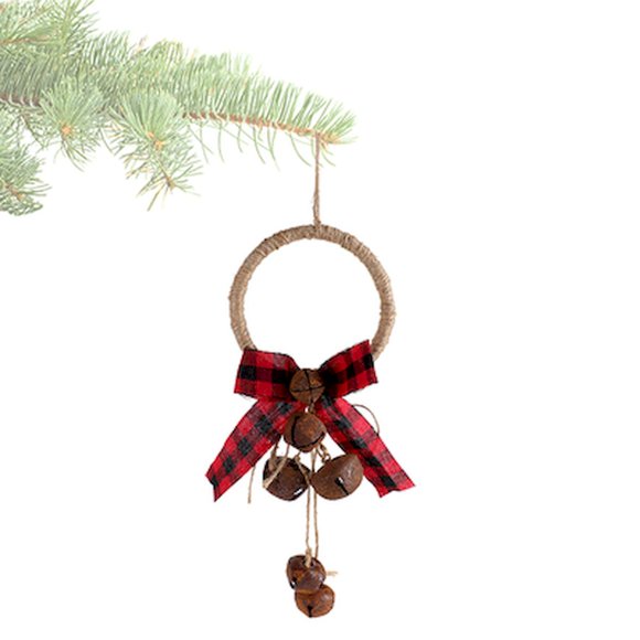 Round With Rusty Bells And Bow Door Knob Decoration