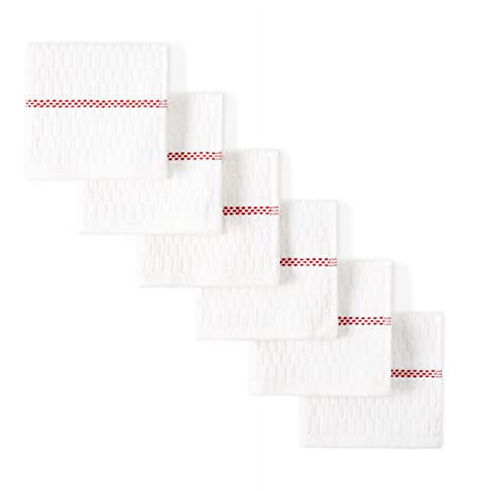 Clorox Antimicrobial Dish Cloth Set, White/Red, 6 Piece