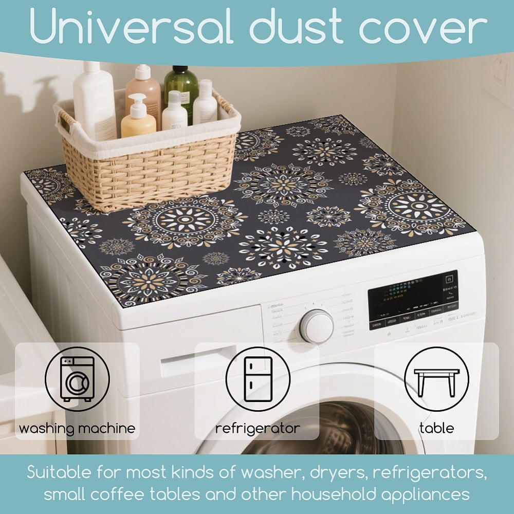 Mandala Pattern Washer Dryer Dust Cover 23.6×19.69inch Gray Washing Machine Top Protector Pads Non Slip Washing Machine Top Covers diy