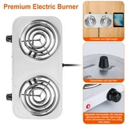 Electric Double Burner, iMounTEK 2000W Portable Coil Burner, Adjustable Hot Plate with Non Slip Rubber Feet 5 Temperature Adjustments,Black