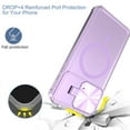 thumbnail image 5 of ELEHOLD Rugged Case for iPhone 15 6.1 Inch with Folding Camera Lens Protector Cover Kickstand Function Compatible with Mag Safe Magnetic Shockproof Case for iPhone 15,Purple, 5 of 6
