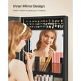 thumbnail image 5 of SONGMICS Mirrored Jewelry Cabinet Wall/Door Mount Jewelry Armoire Organizer Makeup Storage Cabinet Box w/ Full Length Frameless Lighted Built-in Makeup Mirror 2 Drawers Lockable Black, 5 of 8