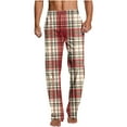 thumbnail image 2 of Ftwytp Men Flannel Plaid Pyjamas Bottoms Nightwear Elastic Waist Drawstring Comfy Yoga Jogger Sweatpants Loose Straight Leg Loungewear with Pockets, 2 of 5