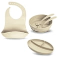 thumbnail image 2 of Little Twig 6-Pc Unbreakable Silicone Baby Feeding Set Kids Dinnerware Set, Almond, 2 of 10