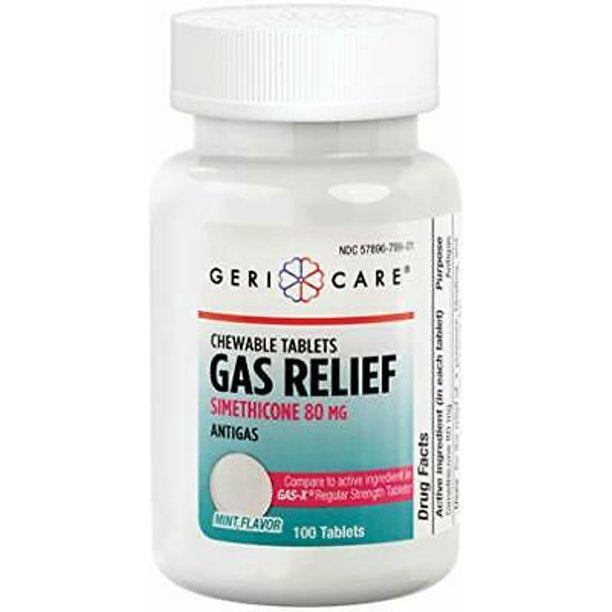 Gericare Simethicone Tablets for Gas Distress, Adults, 80mg (3 x Bottle
