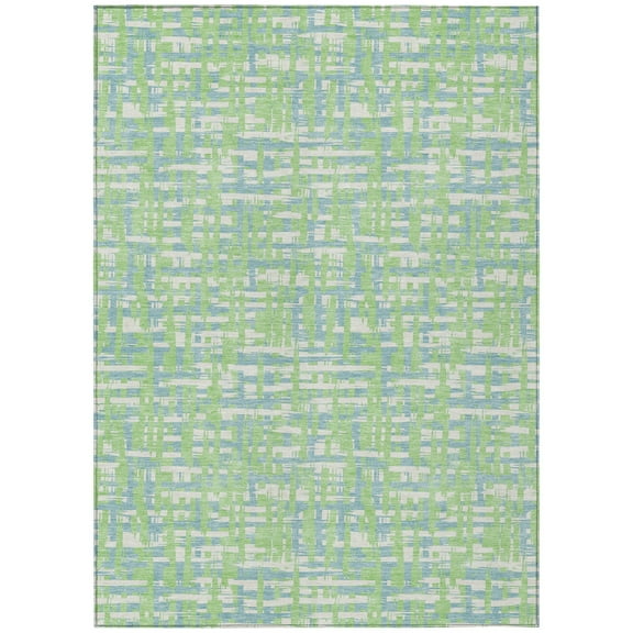 3' X 5' Mint Green Blue And Beige Abstract Washable Indoor Outdoor Area Rug