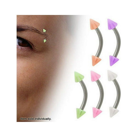Spike Acrylic Curved Barbell Eyebrow Ring - 5 Colors Available