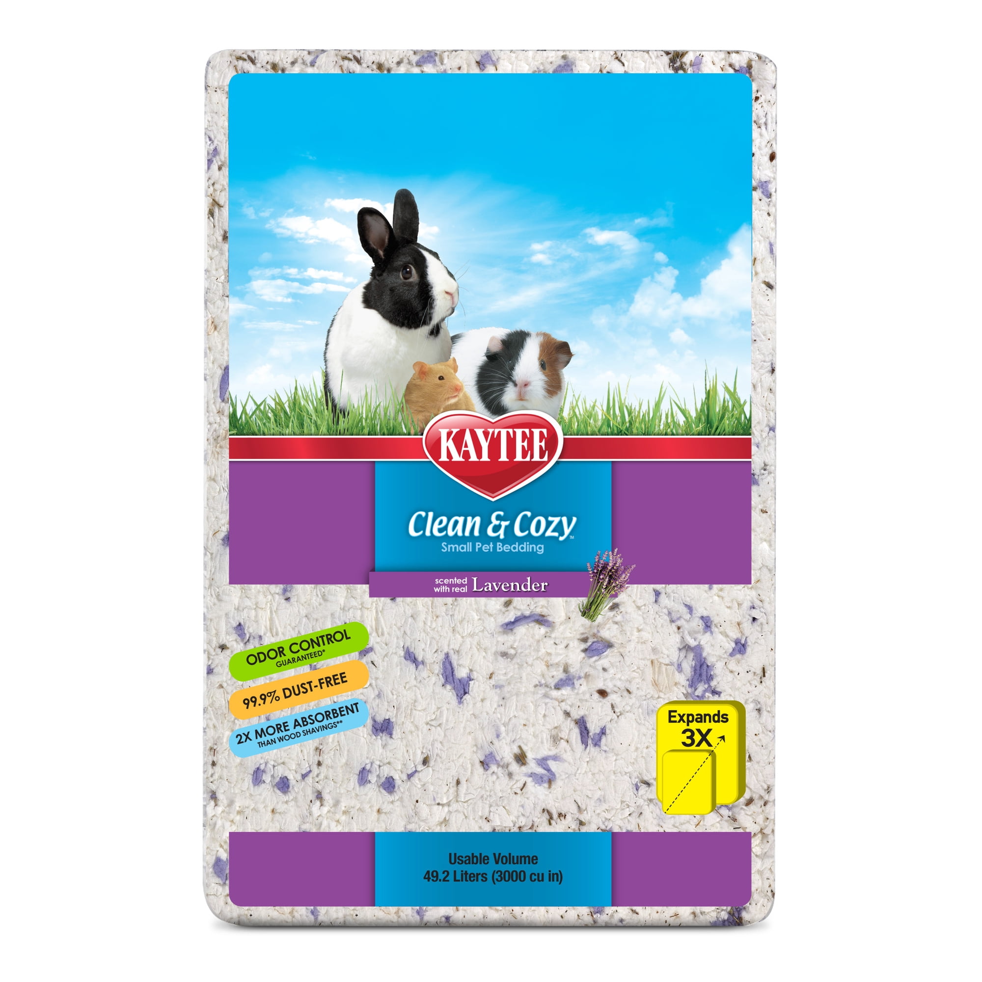 Kaytee Clean & Cozy Small Animal Paper Bedding with Lavender, for Rabbits, Guinea Pigs, Hamsters 49.2 liters