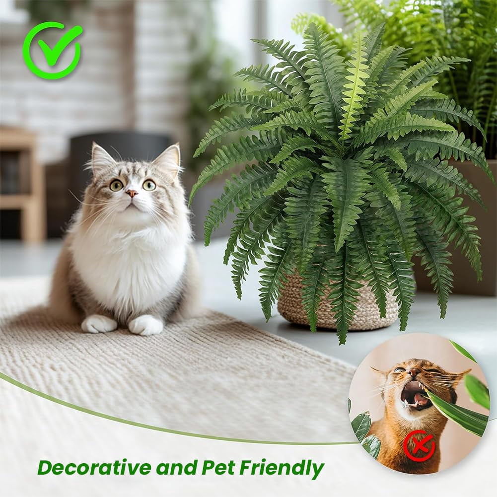 2026 New UV Resistant Lifelike Artificial Boston Fern, Faux Boston Ferns for Outdoor Planter Large, 38/60/88 Leaves Silk Ferns Hanging Baskets for Porch Window Home Decor