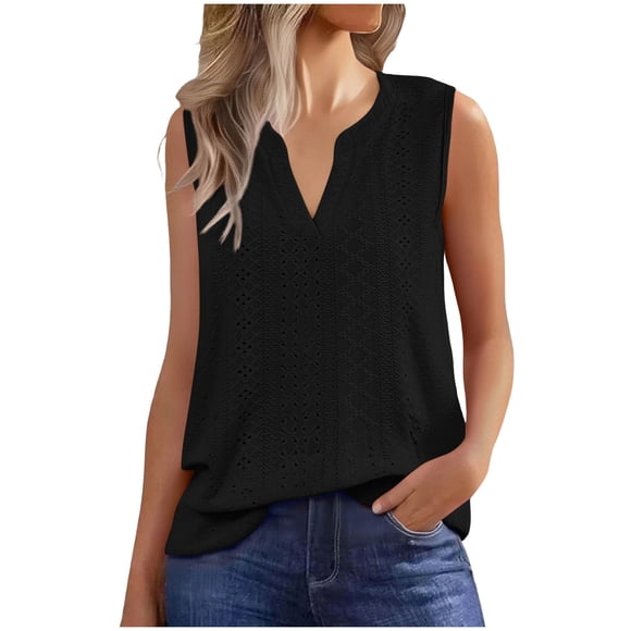 WRKEKC Tank Top for Women Solid Color V-Neck Sleeveless Loose Fit Summer Casual Cami Racerback Tank Lightweight Soft Daily Wear
