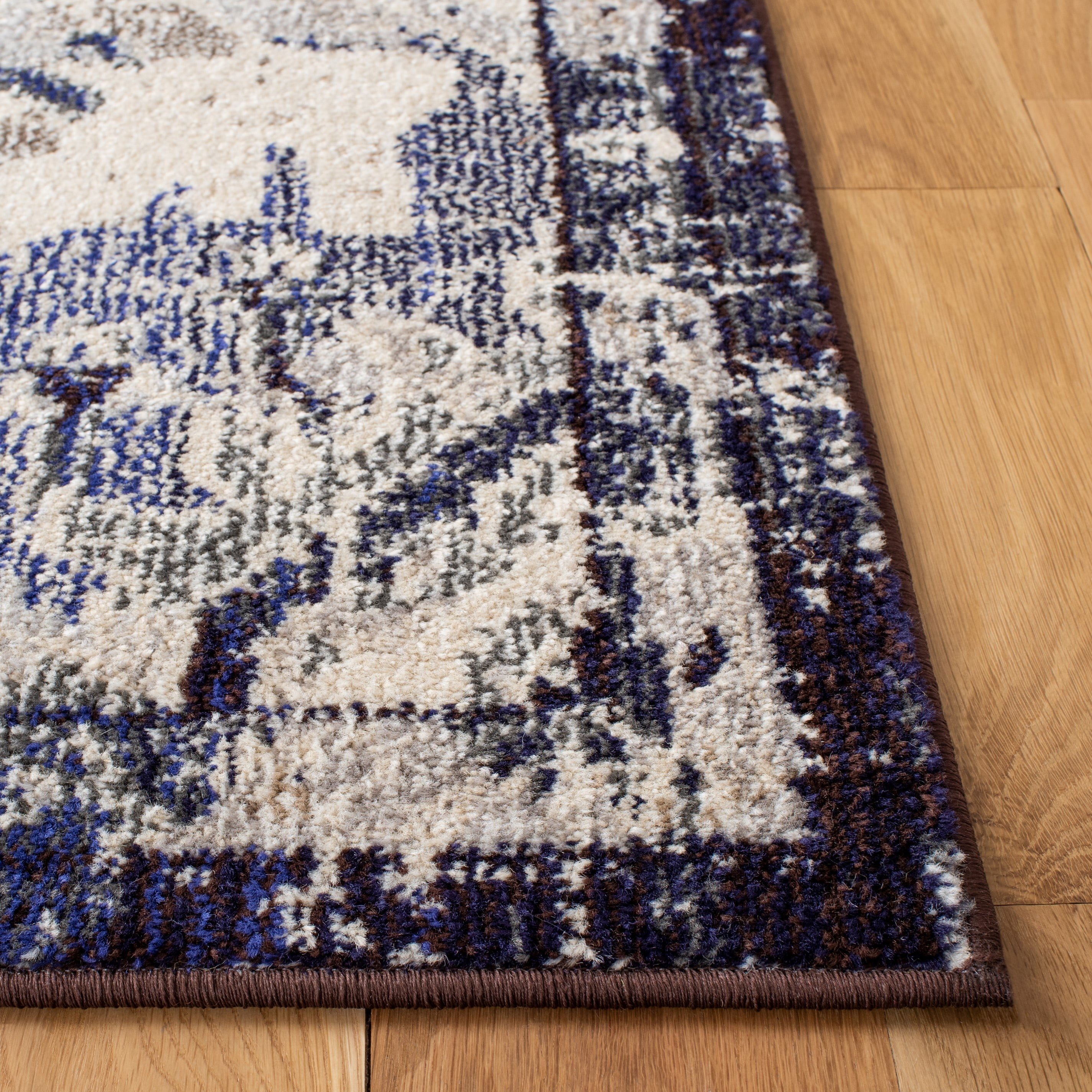 SAFAVIEH Madison Elinor Traditional Distressed Runner Rug, Black Purple/Beige, 2' x 8'