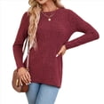thumbnail image 1 of Camisas de Larga para Mujer, Cuello Redondo, Túnicas Casuales Rojo M, 1 of 8