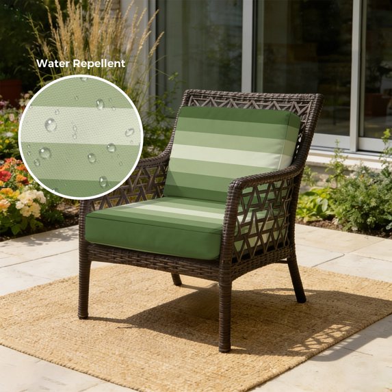 Outdoor Patio Cushion Covers 2 Pack Sage Green Patio Chair Cushion Covers with Ties and Zipper Gradient Stripes Modern Waterproof Outdoor Seat Cushion Covers for Patio Furniture 22"x20"