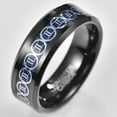 thumbnail image 2 of 8mm Men's Gemini Tungsten Ring Black and Blue Wedding Band with Carbon Fiber Size 7-12, 2 of 5