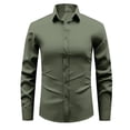 thumbnail image 2 of Satingcolo Mens Dress Shirts Long Sleeve Button Down Shirt Stretch Wrinkle Free Untucked Shirts for Men Business Casual,Army Green 2XL, 2 of 6
