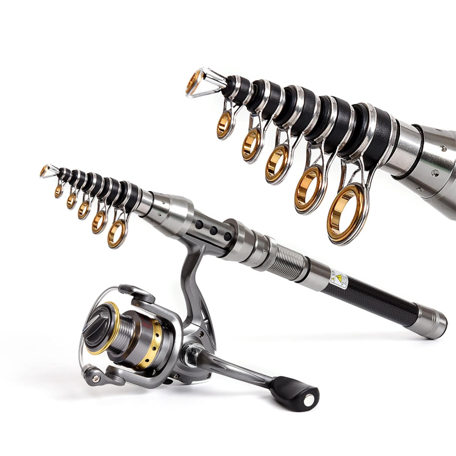 Carbon Fiber Travel Fishing Rod,1.5m Telescopic Portable Spinning Fishing Pole with Metal Guides, Ultra-Compact Travel Fishing Rod