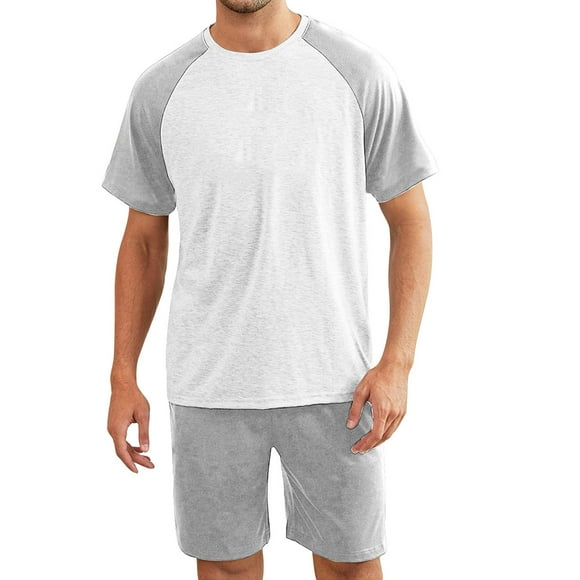 LSLJS Men's Pajama Set Sleepwear Lightweight Quick Dry Short Sleeve Shirts Shorts Soft Comfy Sleep Sets, Men's Pajamas