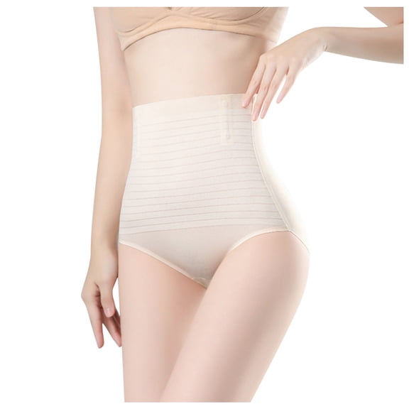 MSJUHEG Panties Brown Corset Women'S High Waist Abdominal Pants Ice Silk Hip Lifting Traceless Body Shaping Underwear Shapers Beige L