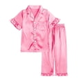 thumbnail image 4 of BOOMNY Girls 2 Peice Pajamas Sets Soft Short Sleeve Buttons Sleepwear Tops Pants Pjs Set for Kids Cozy Loungewear Homewear, 4 of 8