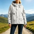 thumbnail image 6 of IUYRTFE Women's Hooded Windbreaker Jacket with Zipper and Snap Button Placket Lightweight Water Resistant Outdoor Coat for Hiking Travel and Daily Wear, 6 of 9