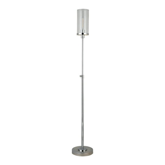 Evelyn&Zoe Frieda 66" Tall Floor Lamp with Glass Shade, Polished Nickel/Clear
