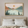 thumbnail image 3 of PixonSign Framed Canvas Print Wall Art Pastel Mountain Tree Forest Lake Nature Wilderness Illustrations Modern Art Decorative Boho Minimal Relax/Zen - 16"x24" Natural, 3 of 5