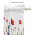 thumbnail image 5 of Faux Linen Valances for Windows Colorful Poppy Watercolor Floral Curtains Valance Light Filtering Rod Pocket Small Window Treatment for Kitchen Living Room Bedroom 42x18In, 5 of 6