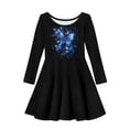 thumbnail image 4 of DISNIMO Girls Black Butterfly Dress for Girls Size 5-6 Years Girl Dress Long Sleeve Swing Dress Girls Skater Dress for Girls Casual Midi Dress Kids Casual Fall Dress Girls Soft Dresses Kids, 4 of 6