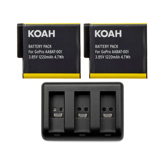 Cargador de Baterías Koah PRO 1220mAh Paquete de 2 con Cargador Triple USB